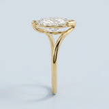 The Shield Baguette Half Bezel Solitaire Diamond Engagement Ring in 14K Yellow Gold