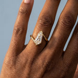 The Shield Baguette Half Bezel Solitaire Diamond Engagement Ring in 14K Yellow Gold