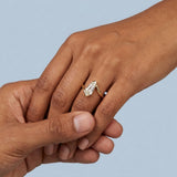 The Shield Baguette Half Bezel Solitaire Diamond Engagement Ring in 14K Yellow Gold