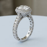 Art Deco Hidden Halo 2.00 Carat D VVS Lab Grown Diamond Engagement Ring in 14K White Gold