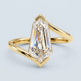 The Shield Baguette Half Bezel Solitaire Diamond Engagement Ring in 14K Yellow Gold