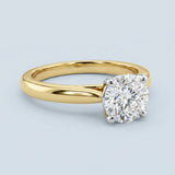 1.40 Carat Round Brilliant Lab Diamond Two-Tone Cathedral Solitaire Ring in 14K Yellow Gold