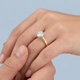 1.40 Carat Round Brilliant Lab Diamond Two-Tone Cathedral Solitaire Ring in 14K Yellow Gold