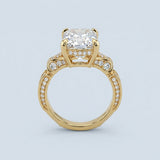 4.00 Carat Radiant Cut Lab Diamond Royal Pavé Statement Engagement Ring in 14K Yellow Gold