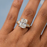 4.00 Carat Radiant Cut Lab Diamond Royal Pavé Statement Engagement Ring in 14K Yellow Gold