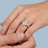 4.00 Carat Radiant Cut Lab Diamond Royal Pavé Statement Engagement Ring in 14K Yellow Gold