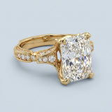 4.00 Carat Radiant Cut Lab Diamond Royal Pavé Statement Engagement Ring in 14K Yellow Gold