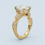 4.00 Carat Radiant Cut Lab Diamond Royal Pavé Statement Engagement Ring in 14K Yellow Gold
