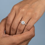 Round Cut Diamond Engagement Ring with Unique Floral Prongs