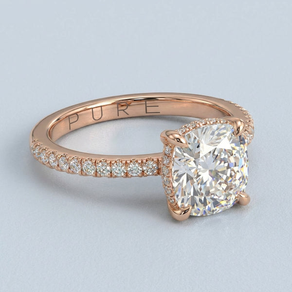 Front view of the rose gold engagement ring