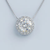 Classic Halo Round Brilliant Lab Grown Diamond Pendant Halo 1.20 carat.