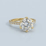 Round Cut Diamond Engagement Ring with Unique Floral Prongs