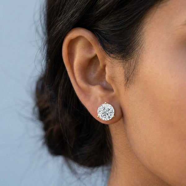 Model shot of the yellow gold earrings