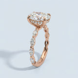 Lab-Grown Oval Diamond Ring with Alternating Accents