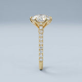 Round Cut Diamond Engagement Ring with Unique Floral Prongs