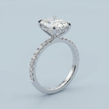 Perfect Hidden Halo Radiant Cut, French Cut Pavé sides, 2.00+ ct, D-E/VS