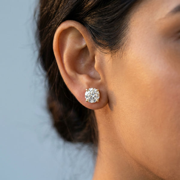 Model shot of the yellow gold earrings