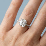 Cushion Brilliant Cut Diamond Hidden Halo French Cut Pavé sides