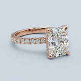 Perfect Hidden Halo Radiant Cut, French Cut Pavé sides, 2.00+ ct, D-E/VS