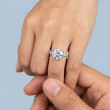 Round Cut Diamond Engagement Ring with Unique Floral Prongs