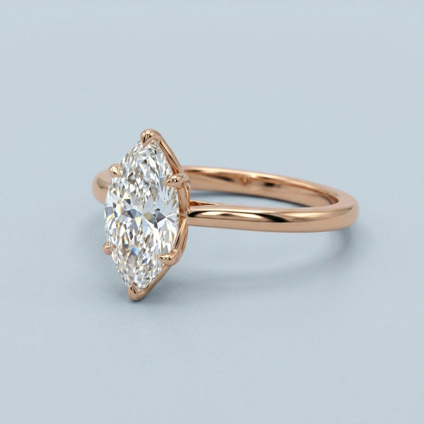Front view of the rose gold engagement ring