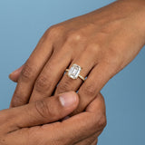 Emerald Cut Diamond French Cut Pave Engagement Ring 2.00+ D-E/VS