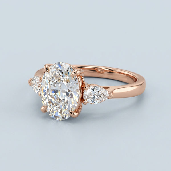 Front view of the rose gold engagement ring