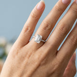 Emerald Cut Diamond French Cut Pave Engagement Ring 2.00+ D-E/VS