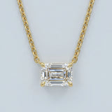 Elegant Emerald-Cut Diamond Pendant Necklace