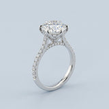 Round Cut Diamond Engagement Ring with Unique Floral Prongs