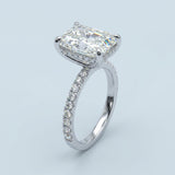 Perfect Hidden Halo Radiant Cut, French Cut Pavé sides, 2.00+ ct, D-E/VS
