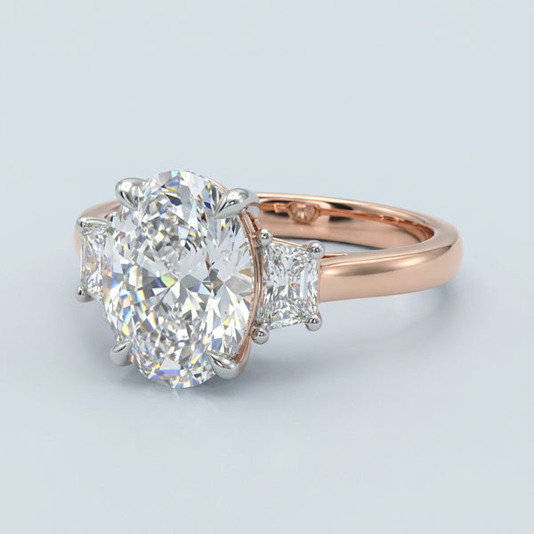 Front view of the rose gold engagement ring