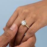 Round Cut Diamond Engagement Ring with Unique Floral Prongs