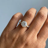 Round Cut Diamond Engagement Ring with Unique Floral Prongs