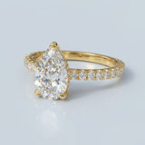 Hidden Halo Pear Brilliant Cut, With Side Diamonds