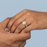Cushion Brilliant Cut Diamond Hidden Halo French Cut Pavé sides