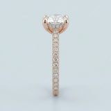 Cushion Brilliant Cut Diamond Hidden Halo French Cut Pavé sides