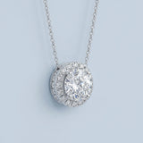 Classic Halo Round Brilliant Lab Grown Diamond Pendant Halo 1.20 carat.