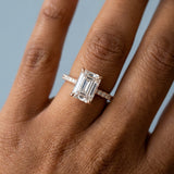 Emerald Cut Diamond French Cut Pave Engagement Ring 2.00+ D-E/VS