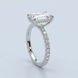 Emerald Cut Diamond French Cut Pave Engagement Ring 2.00+ D-E/VS