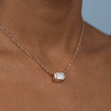 Elegant Emerald-Cut Diamond Pendant Necklace