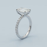 Emerald Cut Diamond Pave Band Engagement Ring
