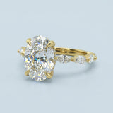 Lab-Grown Oval Diamond Ring with Alternating Accents