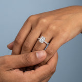 Emerald Cut Diamond French Cut Pave Engagement Ring 2.00+ D-E/VS