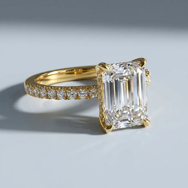 Front view of the yellow gold engagement ring