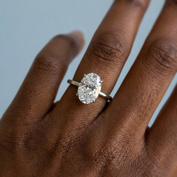 Hand model shot of the white gold engagement ring