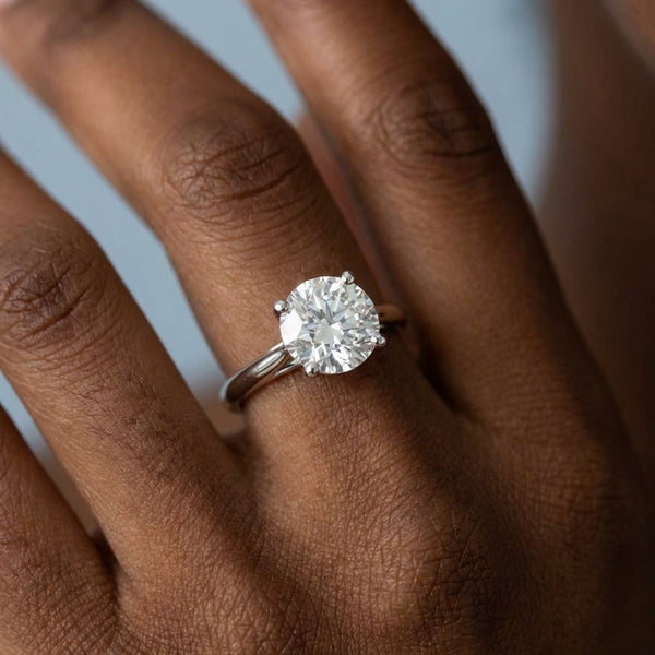 Hand model shot of the white gold engagement ring