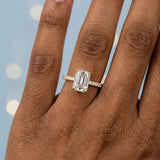Emerald Cut Diamond French Cut Pave Engagement Ring 2.00+ D-E/VS