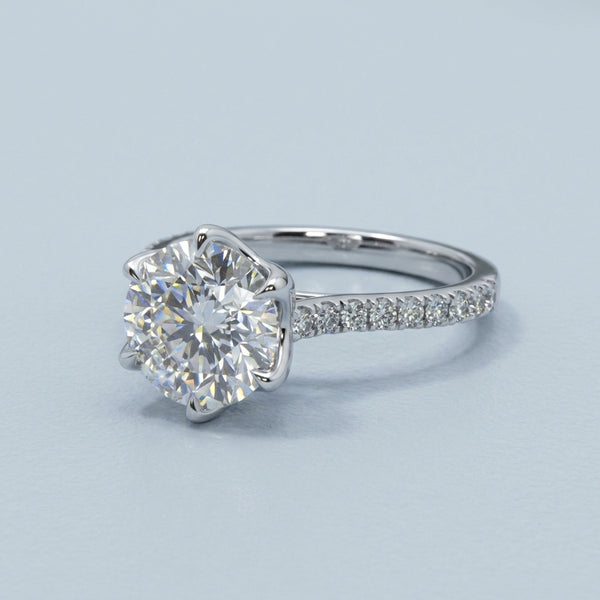 Front view of the white gold engagement ring