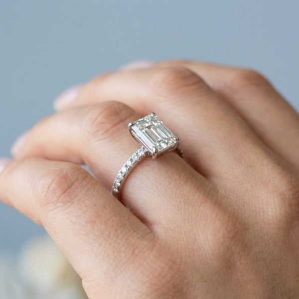 Hand model shot of the white gold engagement ring